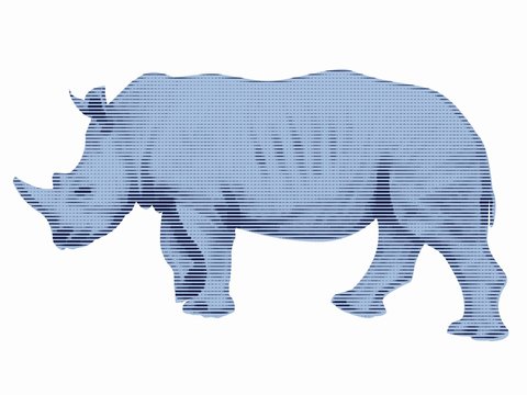silhouette rhino, sketch vector