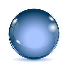 Glass sphere. Blue glass ball. 