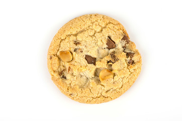 Chocolate chip cookies isolate on white bachground.