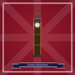 Big Ben tower illustration, isolated. Vector