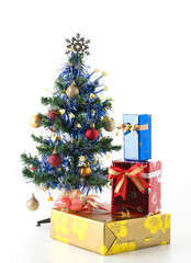 gift box and christmas tree