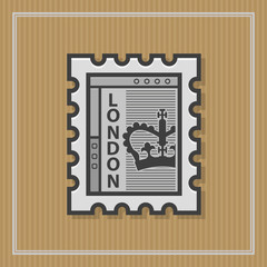 Stamp with British crown view. Vector illusttration