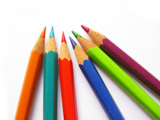 Various colorful pencils in a close up