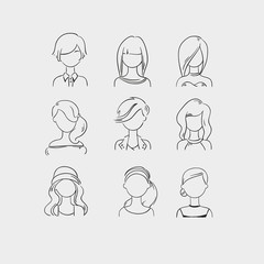 Beautiful woman face hand drawn vector illustration.