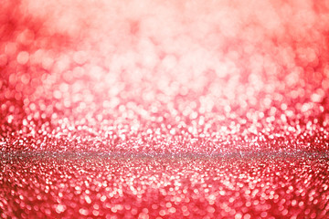 Christmas Background. Red Holiday Glowing Glitter Bokeh 