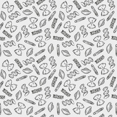 Vector seamless illustration of different kind of pasta.