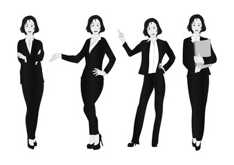 Obraz premium Business Woman Gray Full Body Illustration