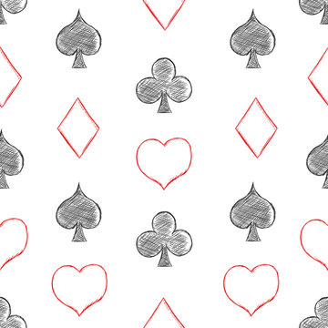Vector Seamless Playing Cards Suits Pattern