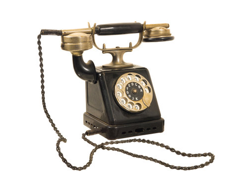 altes antikes wählscheiben-telefon um 1900