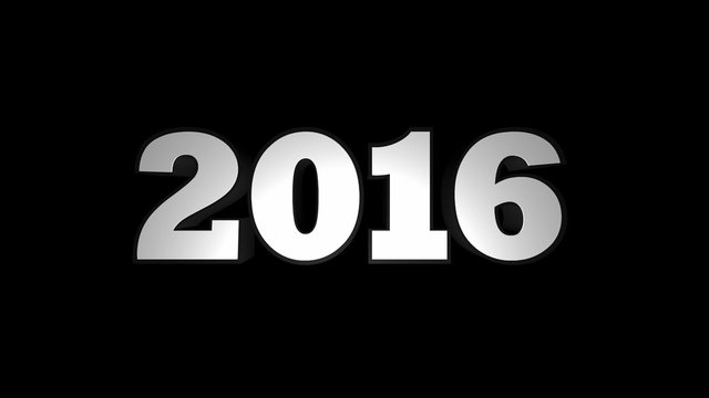 2016 New Year, ONLY Text, Zoom IN / OUT, with Alpha Channel, Loop, 4k
