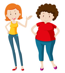 Slim woman and chubby woman