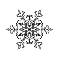 Ornament black white card with mandala.