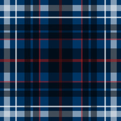Vector seamless scottish tartan pattern in blue, black and white