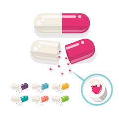 medicine with love. love pill - vector