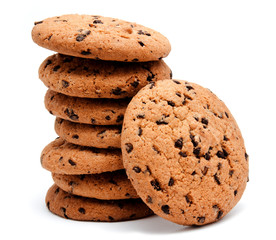Chocolate chip cookies isolated - obrazy, fototapety, plakaty