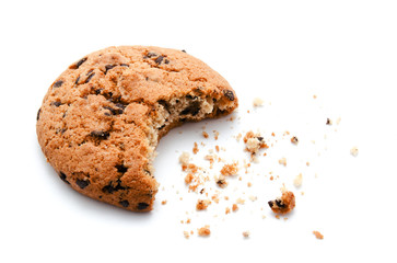 Chocolate chip bite cookies isolated - obrazy, fototapety, plakaty