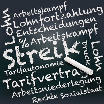 Tafel und Kreide mit Streik 