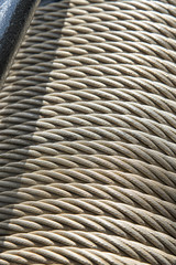 Close up of metal cable roll