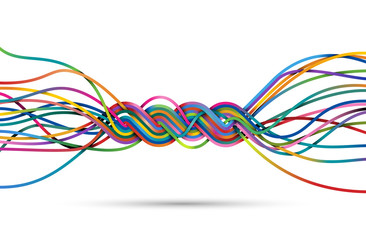 Braid of colorful lines, eps10 vector