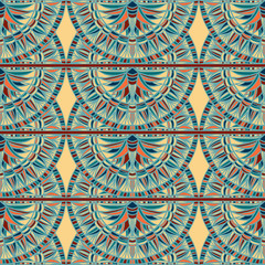 Egypt colorful ornament. Vector hand drawn seamless pattern