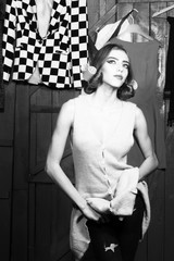 Stylish woman in wardrobe