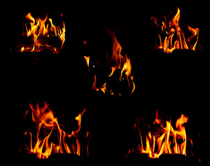 Bonfire set over black background