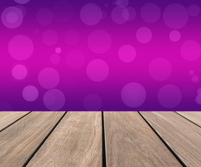 Floor wooden with purple background.