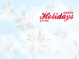 Fototapeta na wymiar Happy holiday 2016 snowflakes background