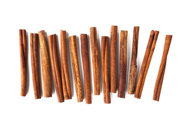 Cinnamon sticks on the white background