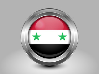 Flag of Syria. Metal Round Icon