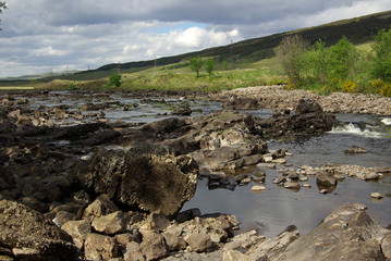 Naklejka na ściany i meble GLEN ORCHY, SCOTLAND - June, 2013: River Orchy in sunny summer d