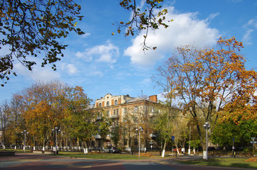 Autumn street in Zhukovsky