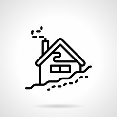 House in winter black line vector icon