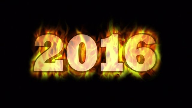 2016 Fires Text and Flame Explosion, with Alpha Channel, Loop, 4k 
