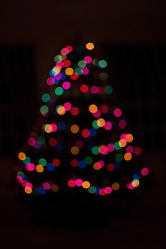 Christmas light bokeh on black background