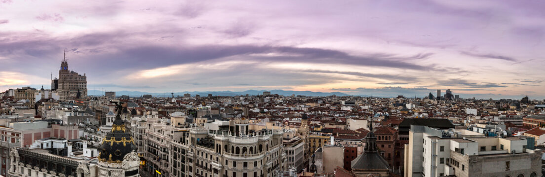 Panoramical aerial view of Madrid