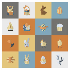 Fototapeta premium Celebration Easter Icons