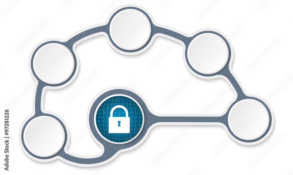 Poster Vector circular text boxes for your text and padlock