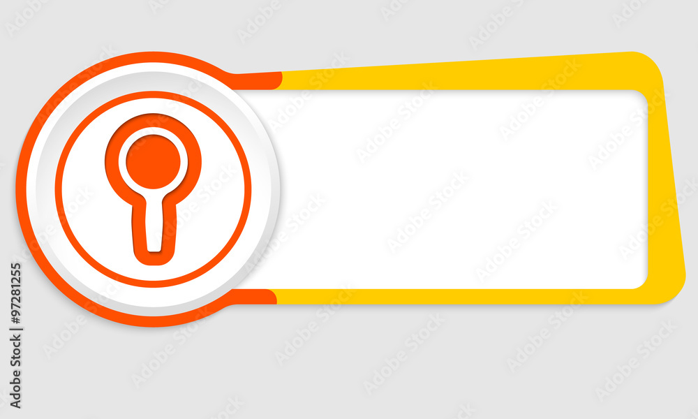 Poster vector abstract button for your text and magnifier icon