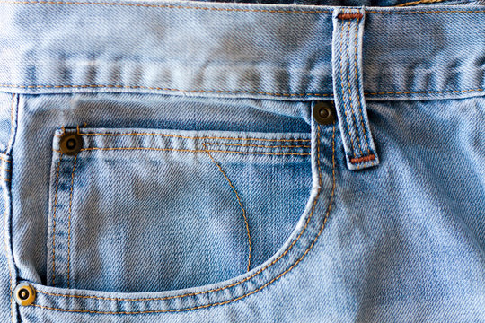 Close up of blue jeans