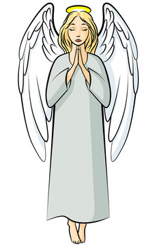 Cartoon praying angel