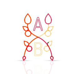 Abstract geometric linear hipster floral icon, frame design, flat style