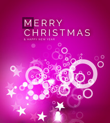 Christmas purple abstract background with white transparent snowflakes