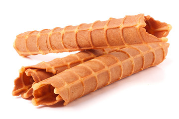 Homemade waffle isolated on white
