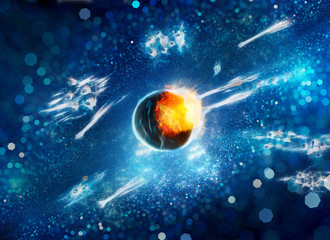Obraz na płótnie Canvas Asteroid impact fractal artwork