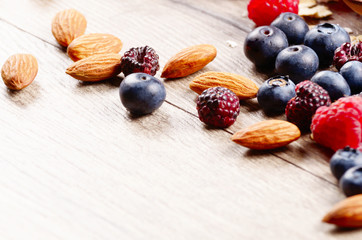Fototapeta na wymiar Nuts and berries