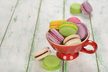 Multicolored macaroon cookies