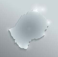 Lesotho map flag glass card paper 3D vector