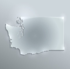 Washington map flag glass card paper 3D vector