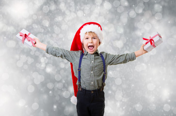 little boy with snowflakes